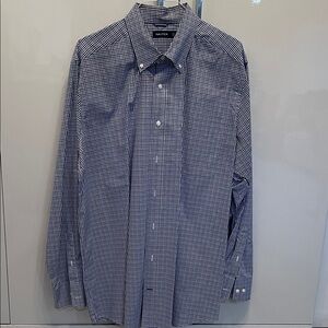 Nautica Blue and White Checkered Casual Button Down Shirt